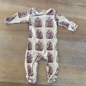 kate quinn bamboo footies  with Brown Pinecone Print